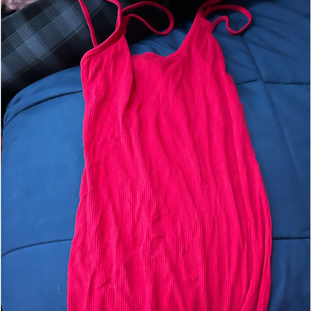 Ribbed red short bodycon dress